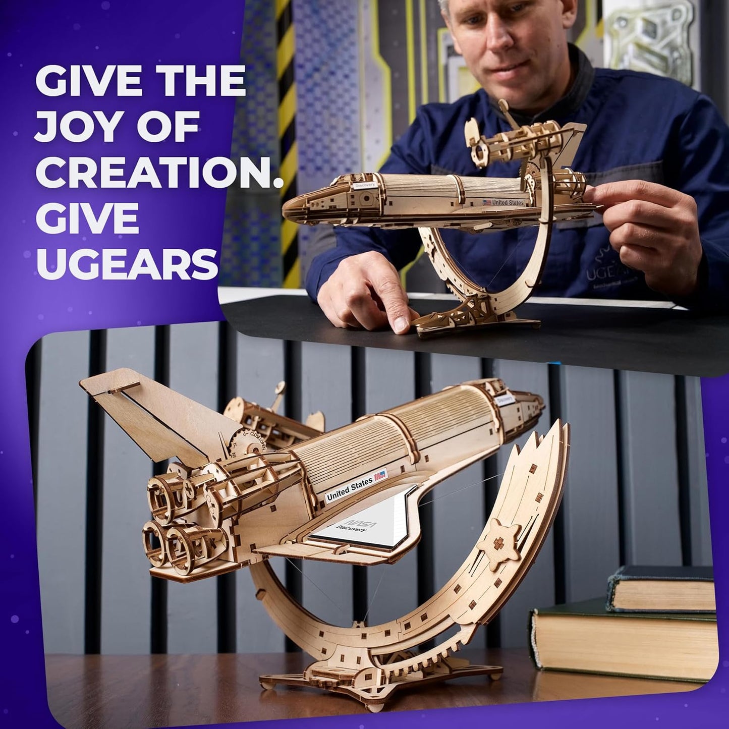 Interaktives 3D-Space-Shuttle-Holzpuzzle