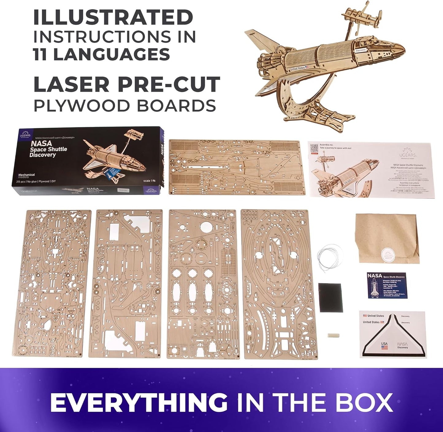 Interaktives 3D-Space-Shuttle-Holzpuzzle