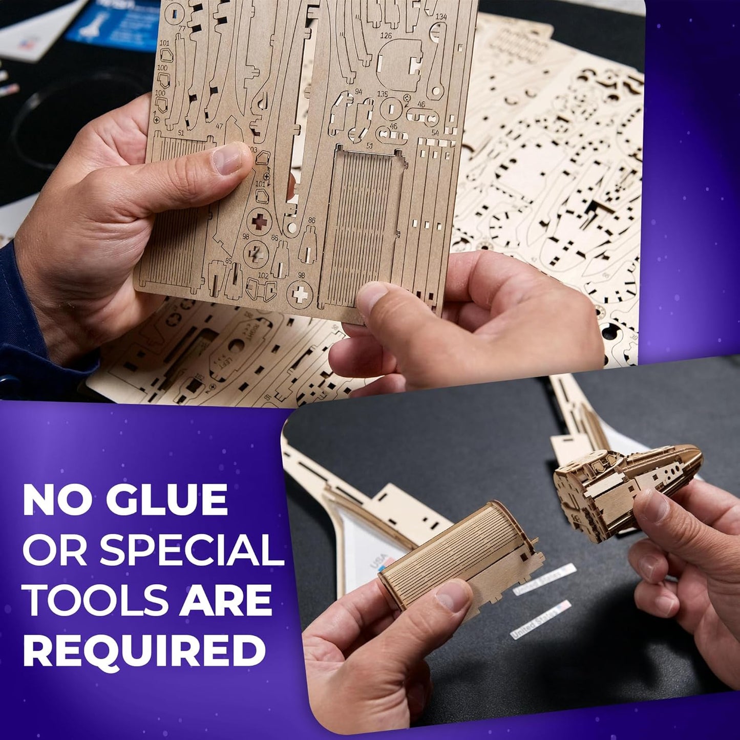 Interaktives 3D-Space-Shuttle-Holzpuzzle