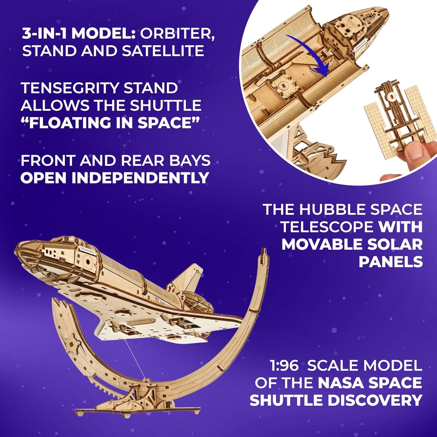 Interaktives 3D-Space-Shuttle-Holzpuzzle