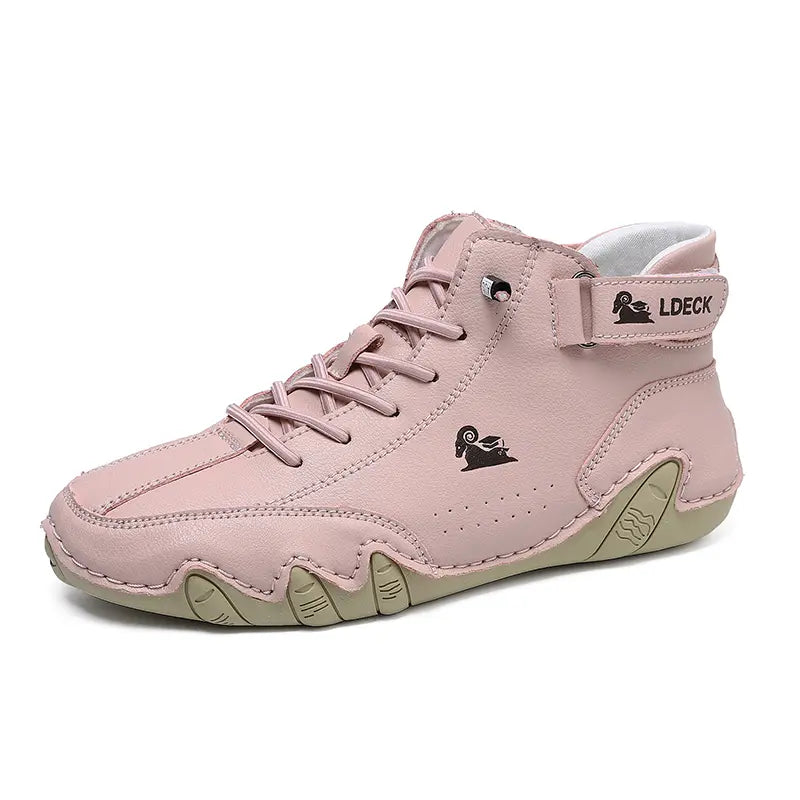 Seitenansicht der Rosa Kian leder Barfußschuhe von Vanea Barfußschuhe