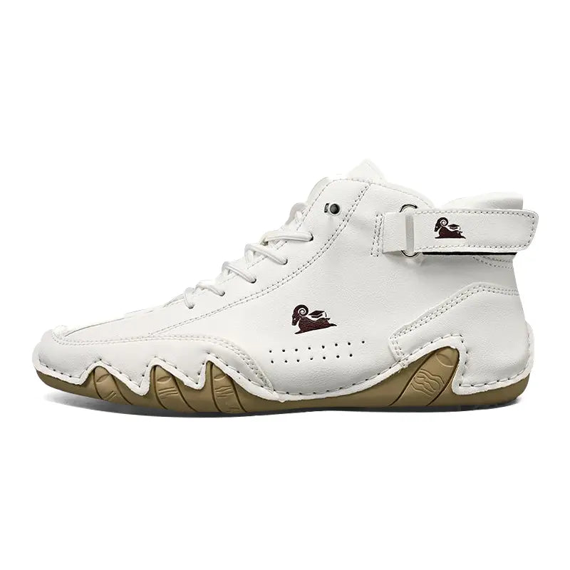 Seitenansicht der Weißen Kian Leder Barfußschuhe von Vanea Barfußschuhe