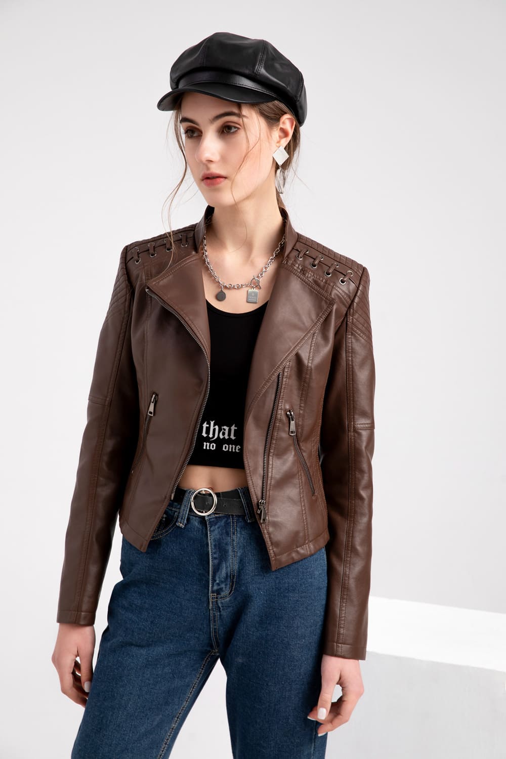 Carmi Chic Lederjacke mit Reißverschluss
