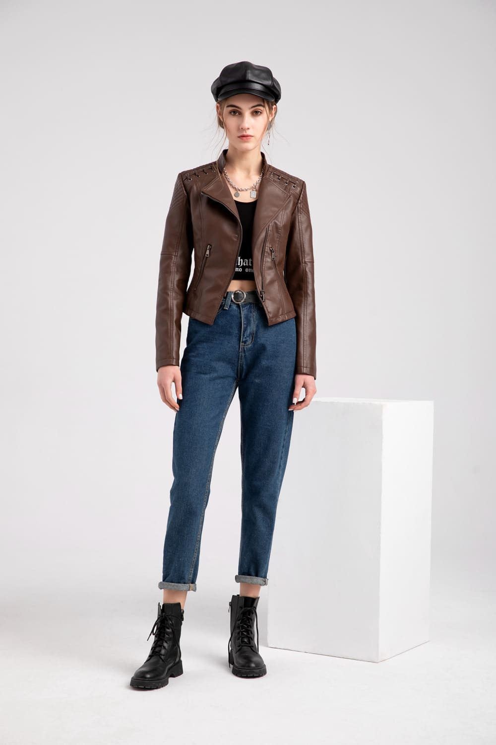 Carmi Chic Lederjacke mit Reißverschluss