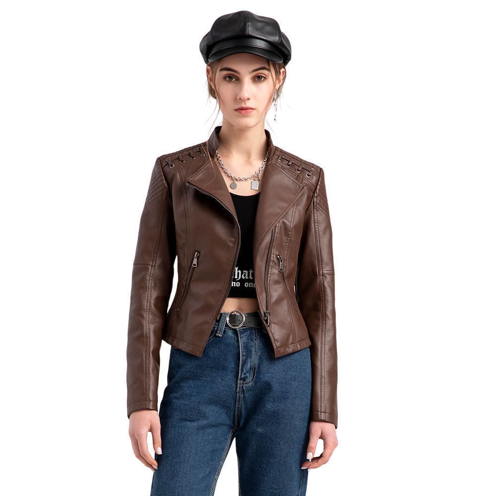 Carmi Chic Lederjacke mit Reißverschluss