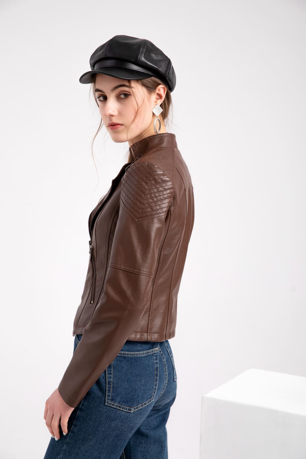 Carmi Chic Lederjacke mit Reißverschluss