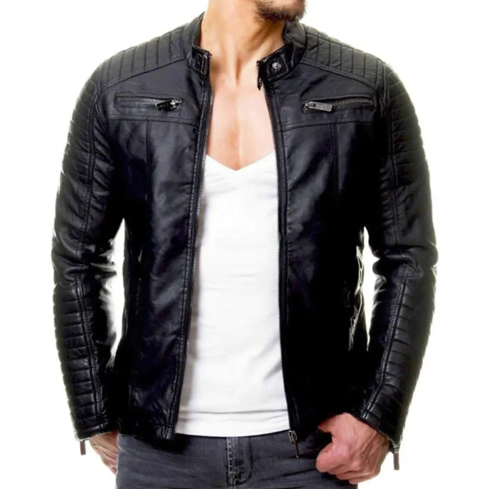 Niko Leder-Windbreakerjacke
