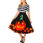 Gretel Streifen Midi-Flare Kleid Halloween Kostüm