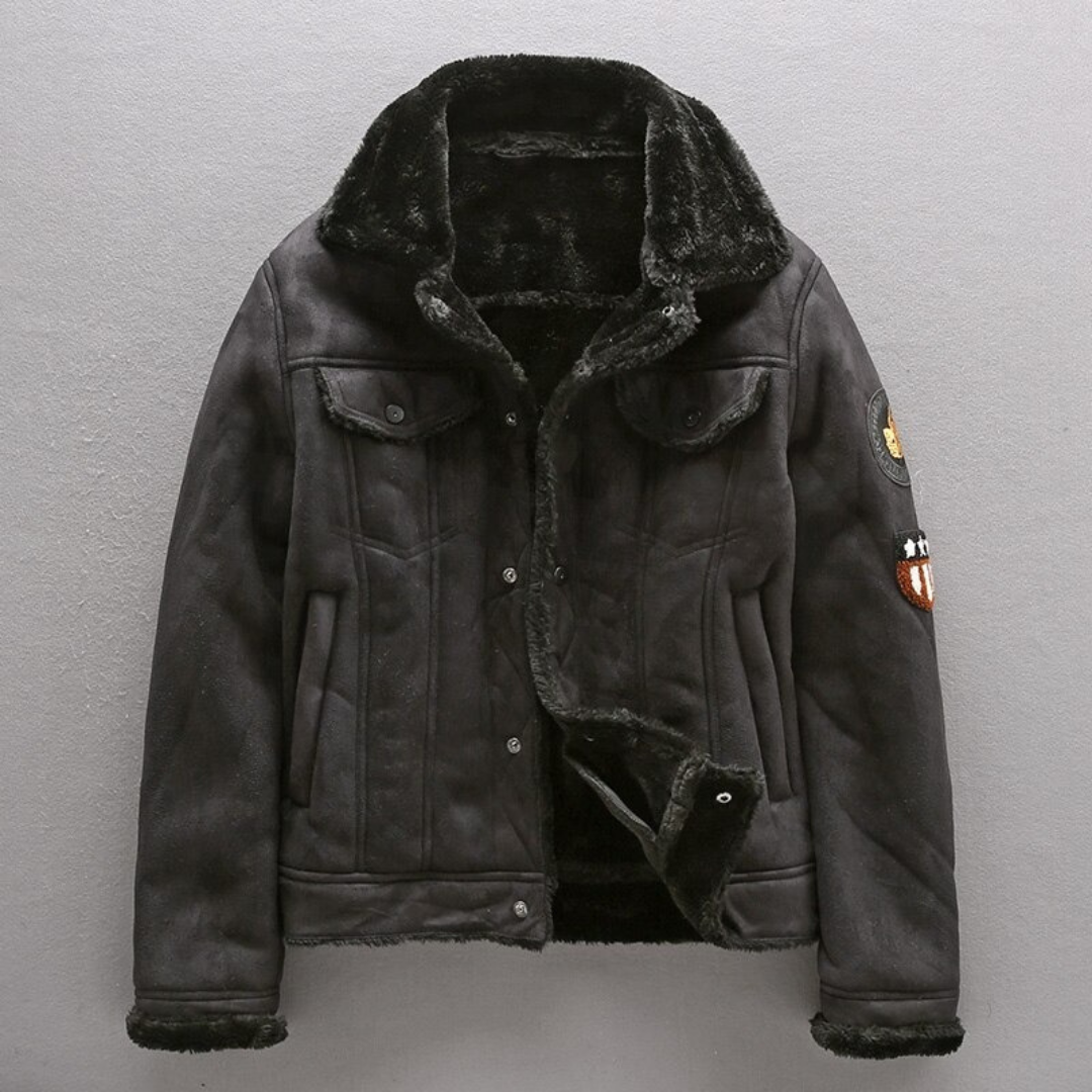 Gefütterte Banja Wildleder Bikerjacke