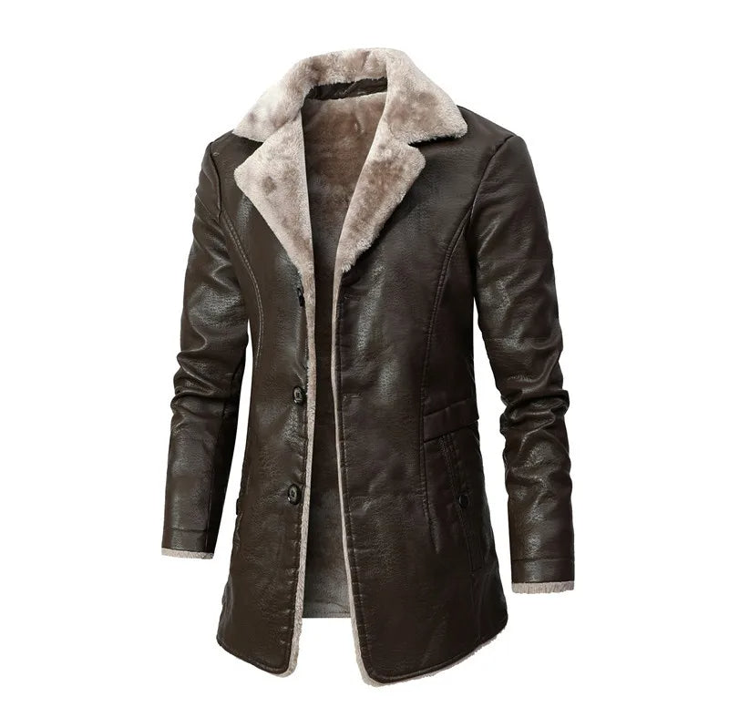 Warme Winter-Lederjacke