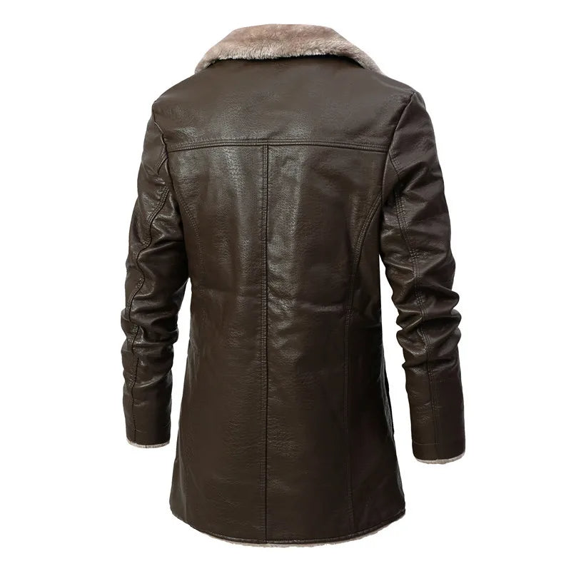 Warme Winter-Lederjacke
