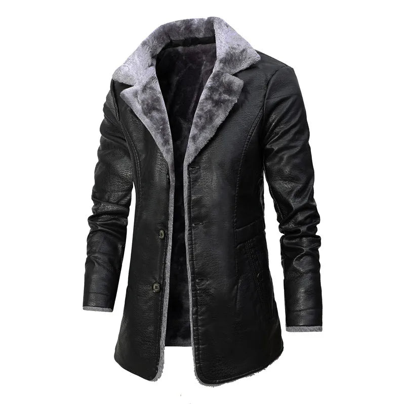 Warme Winter-Lederjacke