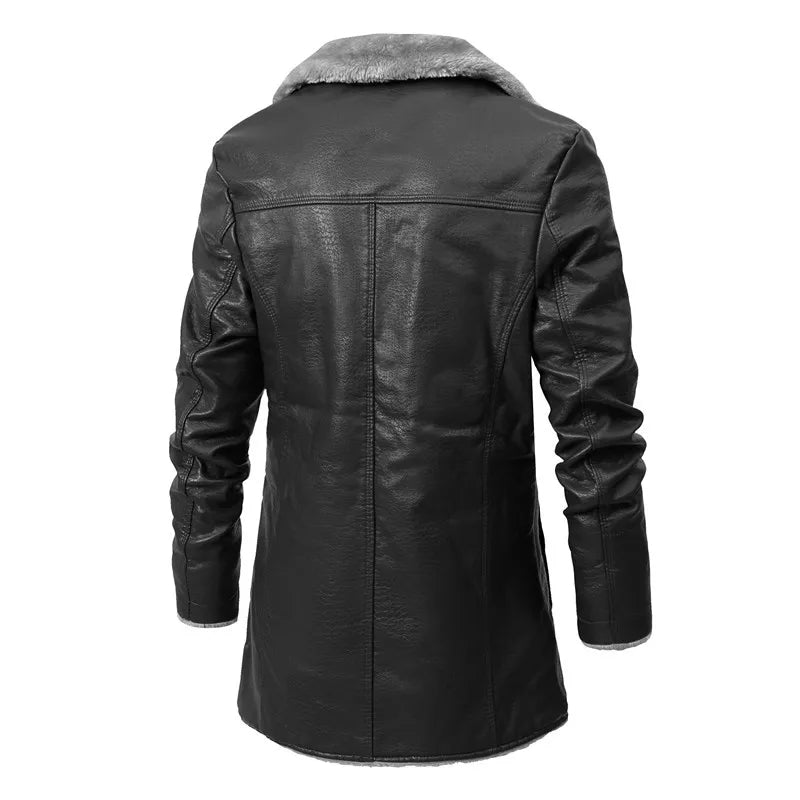 Warme Winter-Lederjacke
