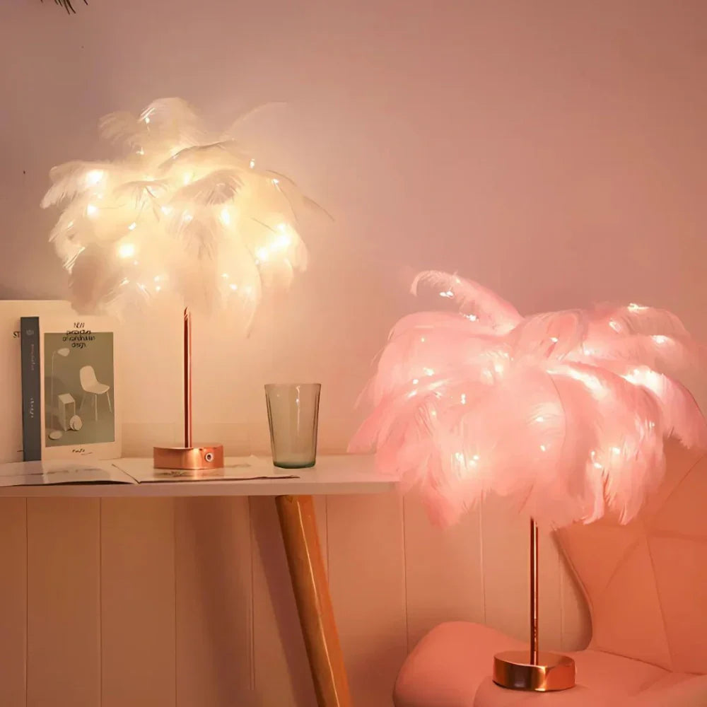 Palmera Feder-Tischlampe