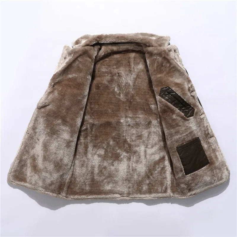 Warme Winter-Lederjacke