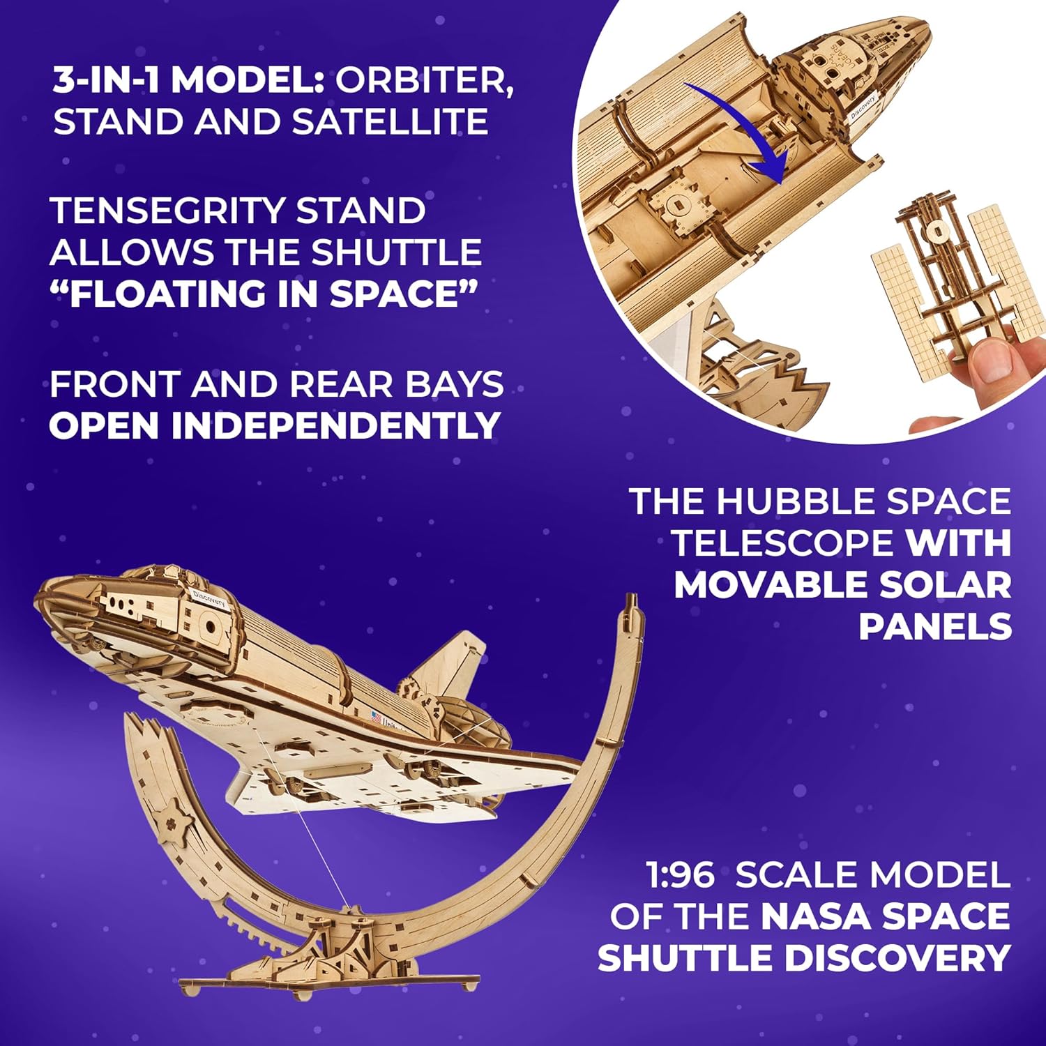 Interaktives 3D-Space-Shuttle-Holzpuzzle