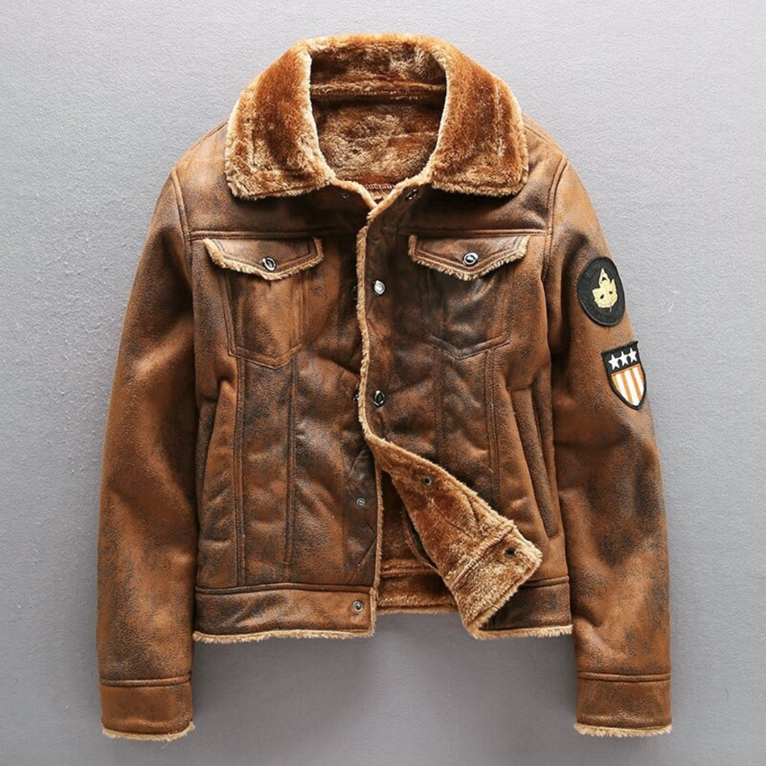 Gefütterte Banja Wildleder Bikerjacke