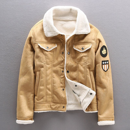 Gefütterte Banja Wildleder Bikerjacke