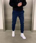 Herren Slim Cargo Jogginghose mit verstellbarem Bund und mehreren Taschen
