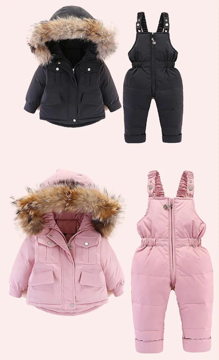 Winterset für Kinder: Daunenjacke + Overall