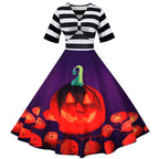 Gretel Streifen Midi-Flare Kleid Halloween Kostüm