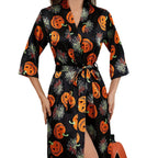 Martha Eleganter Kürbis Satin Robe Halloween Kostüm