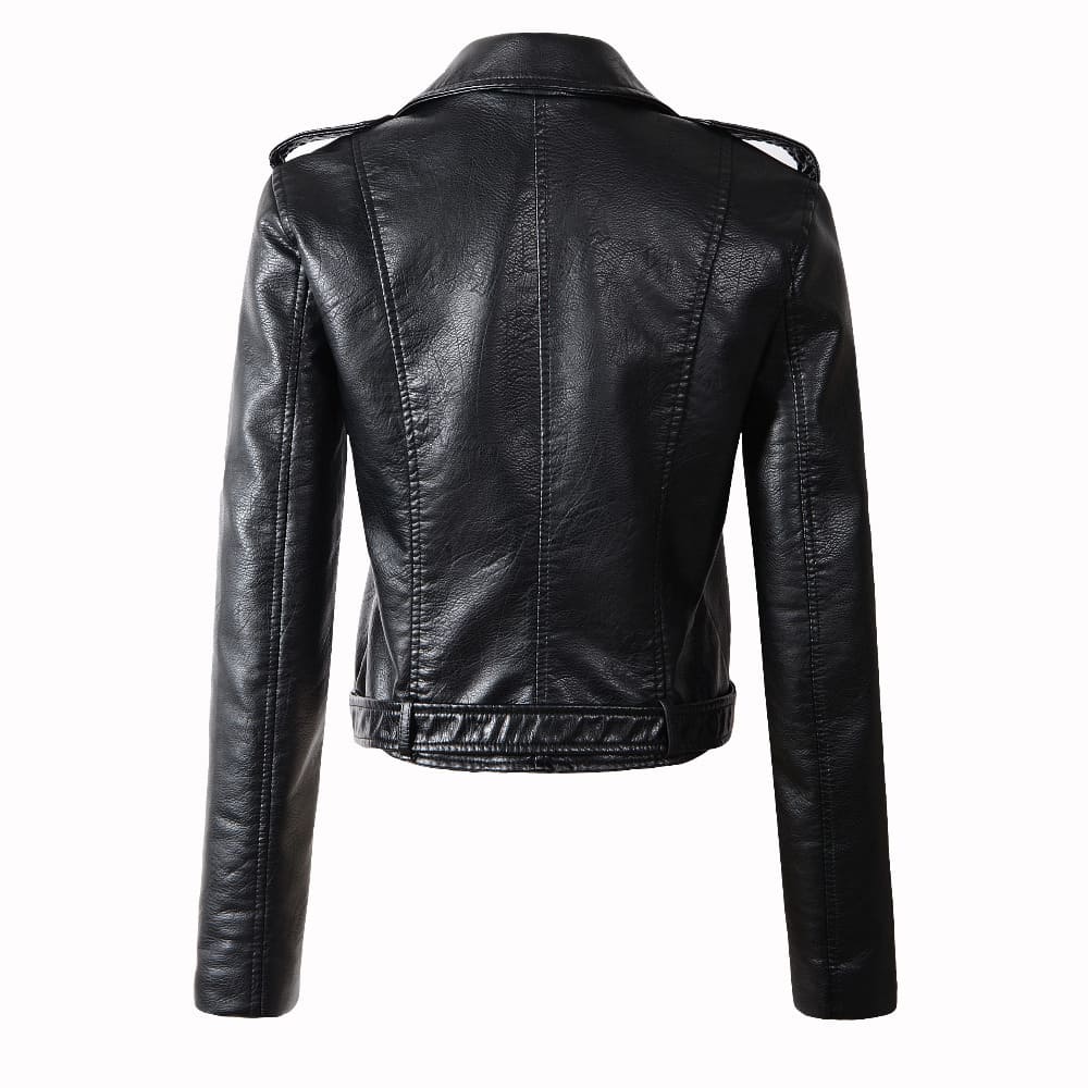 Klassische Damen-Leder-Bikerjacke