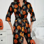 Martha Eleganter Kürbis Satin Robe Halloween Kostüm