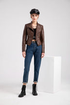 Carmi Chic Lederjacke mit Reißverschluss