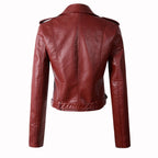 Klassische Damen-Leder-Bikerjacke