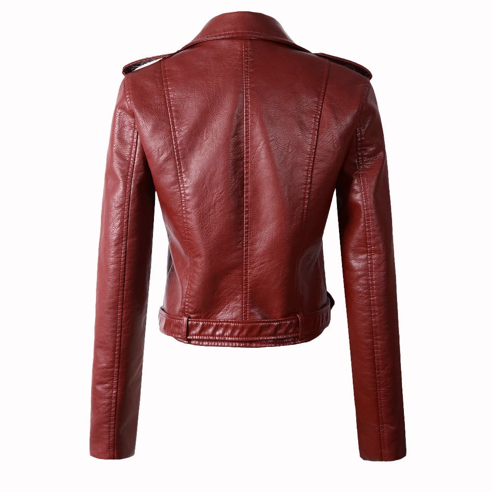 Klassische Damen-Leder-Bikerjacke