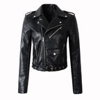 Klassische Damen-Leder-Bikerjacke