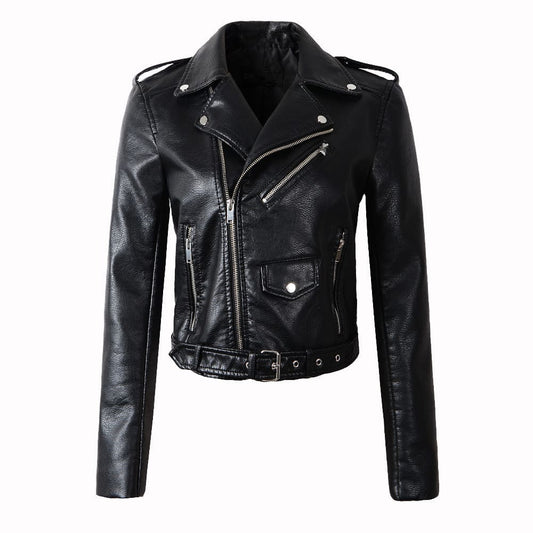 Klassische Damen-Leder-Bikerjacke
