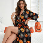 Martha Eleganter Kürbis Satin Robe Halloween Kostüm