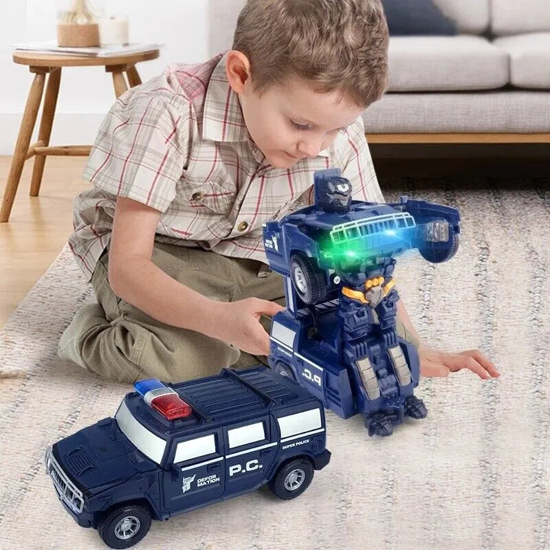 2-in-1 Polizei-Roboter-Spielzeug mit Licht & Sound