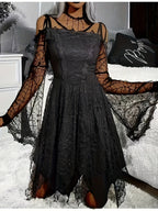 Luxcelle Gothic Halloween Mesh Mini Kleid