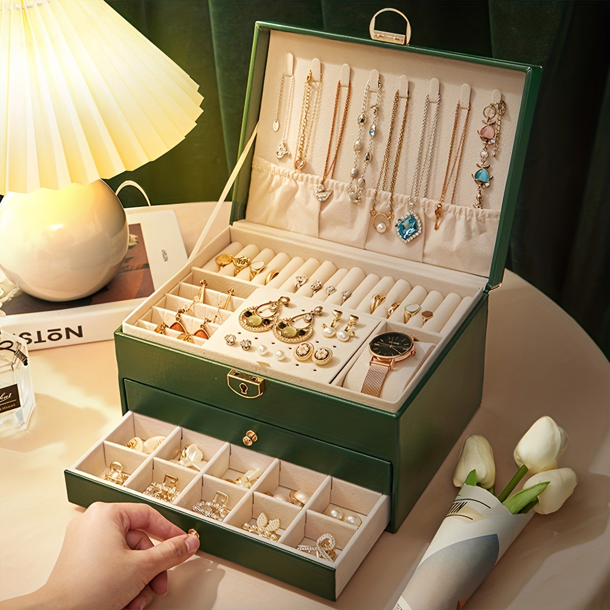 Tinker Schmuck-Organizer Box aus Leder