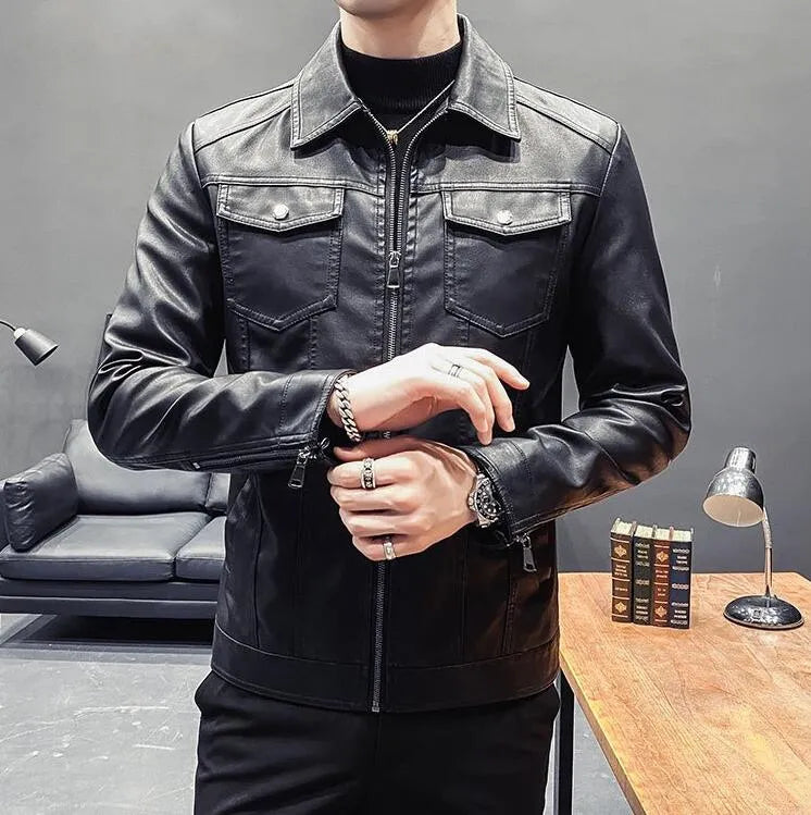 Kowa Leder-Windbreakerjacke für Herren