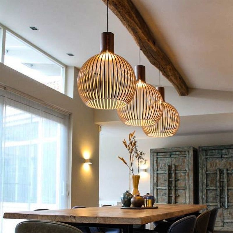 Handgefertigte Holz & Pendelleuchte