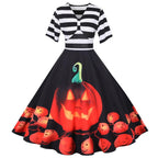 Gretel Streifen Midi-Flare Kleid Halloween Kostüm