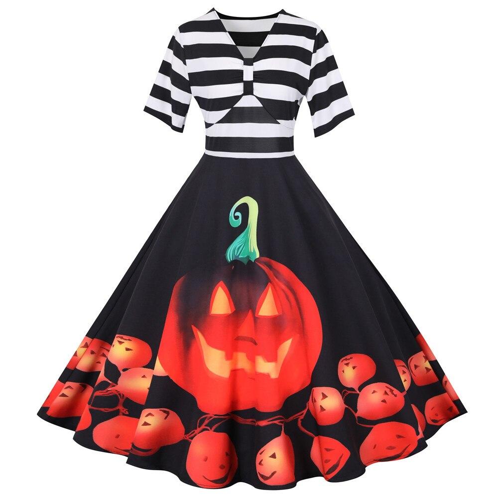 Gretel Streifen Midi-Flare Kleid Halloween Kostüm